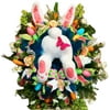 WESTOCEAN Easter Bunny Wreath,Rabbit Garland Decor for Front Door Wreath, Easter Thief Bunny Butt with Ears 5