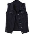 thumbnail image 1 of Womens Crop Denim Vest Jacket Sleeveless Button Down Ripped Casual Waistcoat Jacket, 1 of 5