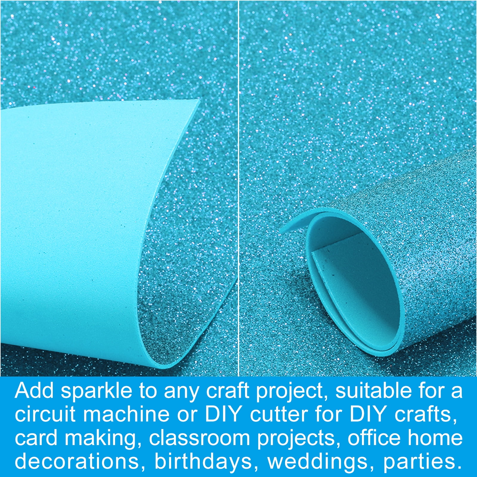 Uxcell 2mm(1/10") Thick Non Adhesive Glitter Foam Sheet 16x24inch(40x60cm) Blue, EVA Shiny Foam Board for Craft, 6 Pcs