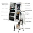 thumbnail image 5 of Zimtown Mirrored Jewelry Cabinet, 8 LEDs Jewelry Armoire Storage Organizer with 4 Wheels, Coat Rack Shelf, White, 5 of 11