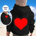thumbnail image 2 of Kids Hoodie Valentine's Day Long Sleeve Hooded Pullover Heart Print Lightweight Black 3 Years-4 Years, 2 of 6