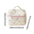 thumbnail image 3 of Yibooy Cute Bow Makeup Bag Cotton Quilted Cosmetic Bag Toiletry Bag for Women (Pink L), 3 of 6