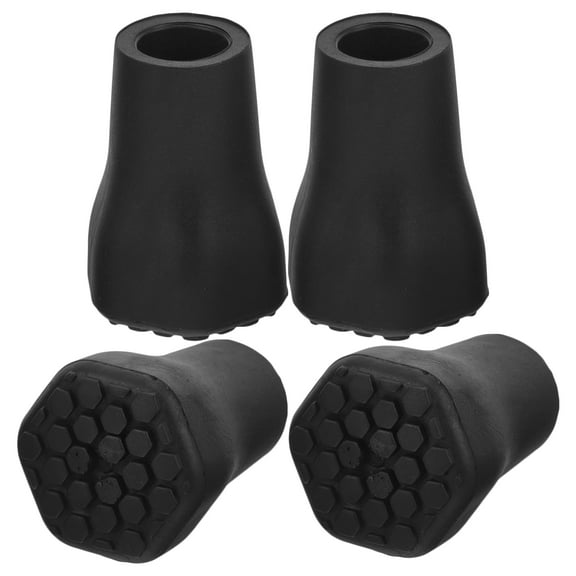 4 Pcs Replacement Hiking Pole Tips Walking Stick Travel Elder Black