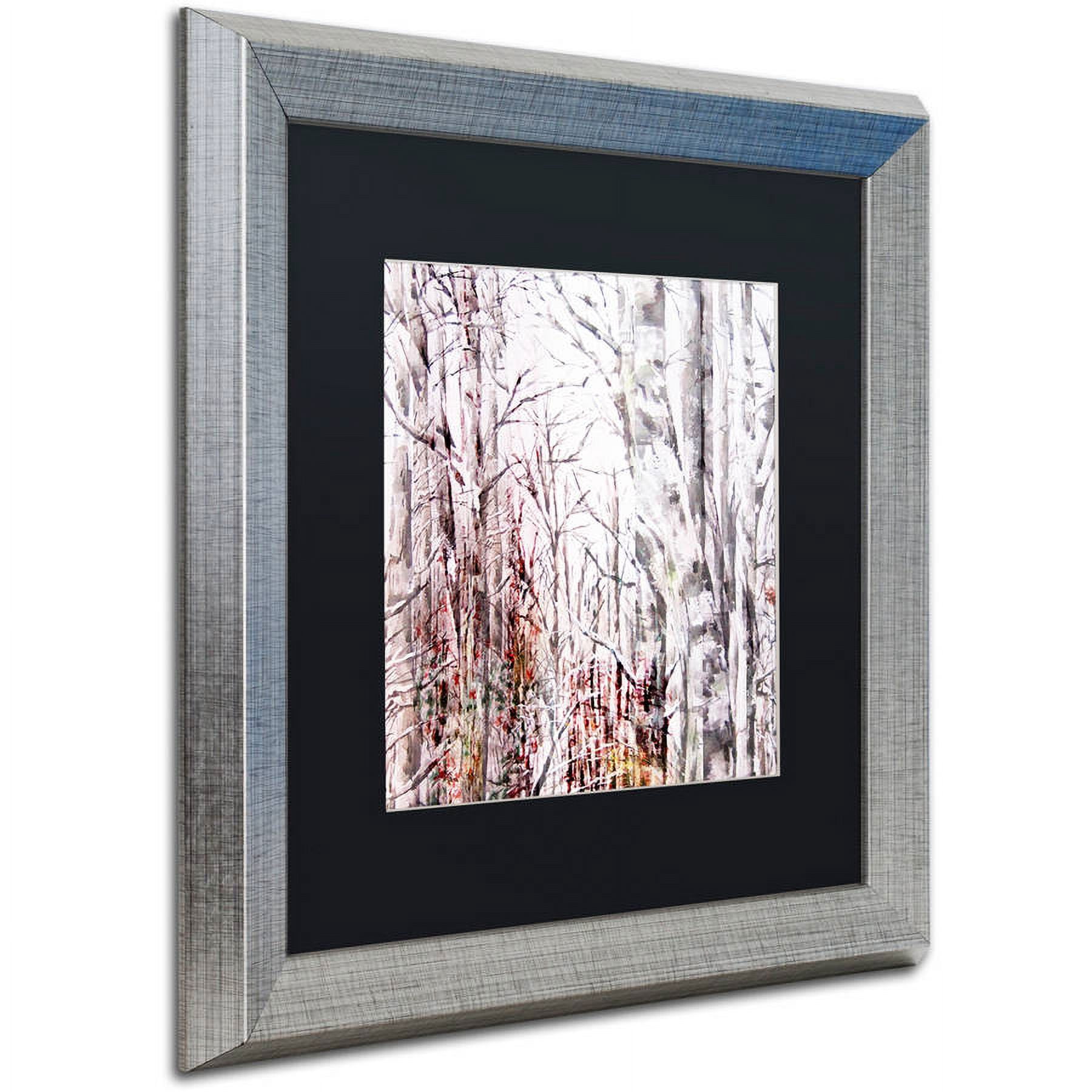 Trademark Fine Art "Winter Trees" Canvas Art by Lisa Powell Braun, Black Matte, Silver Frame
