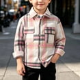 thumbnail image 2 of ZACPNCV Kids Plaid Jacket Vintage Faux Wool Blend Short Coat Soft Casual Long Sleeve Button Front Shirt Jacket Warm Winter Outerwear with Pocket B-Pink, 2 of 9