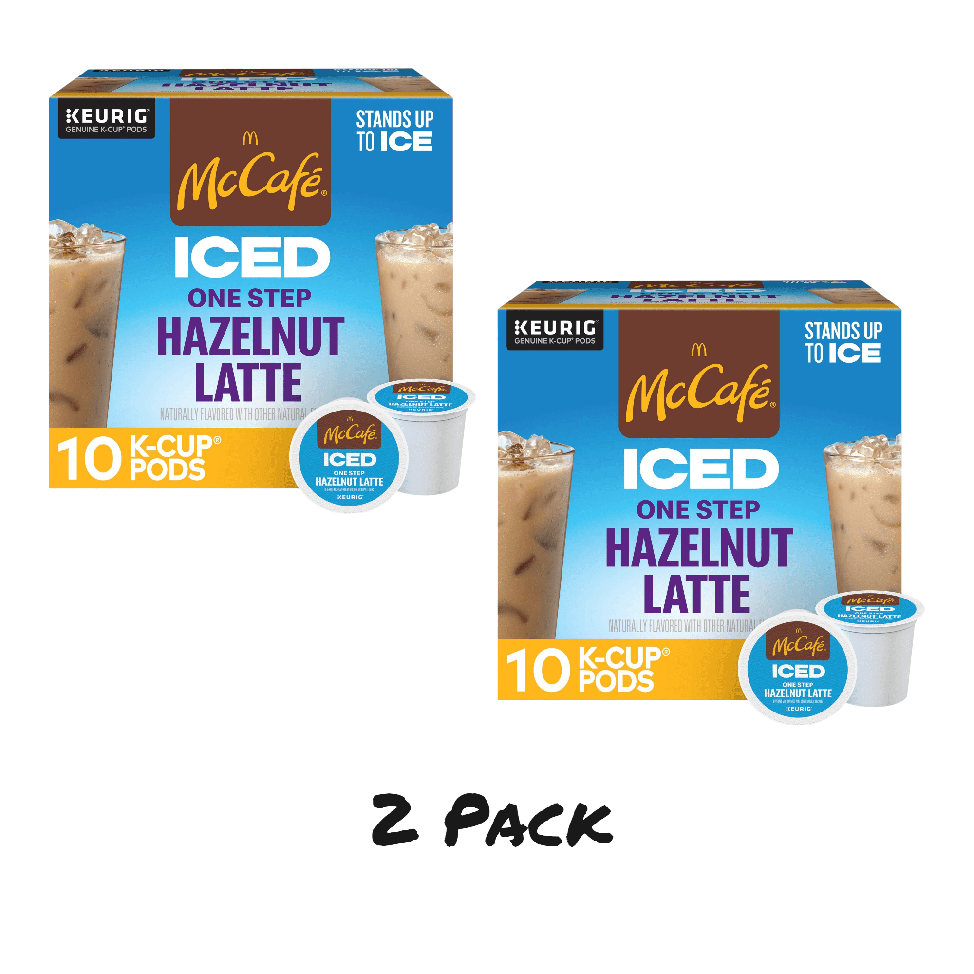 ( 2 Pack ) McCafe, ICED One Step Hazelnut Latte K-Cup Coffee Pods, 10 Count