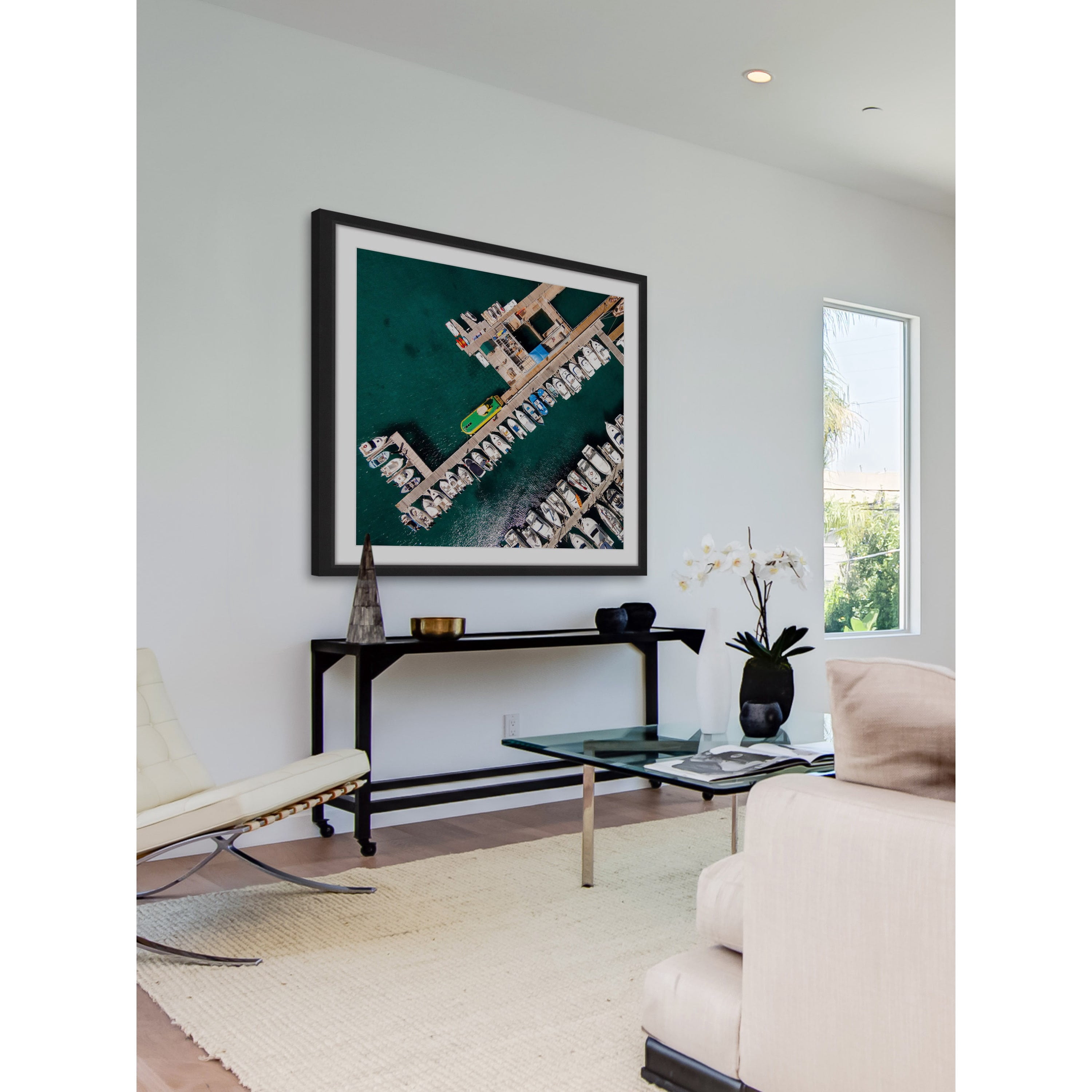"Neatly Docked Boats" Framed Painting Print