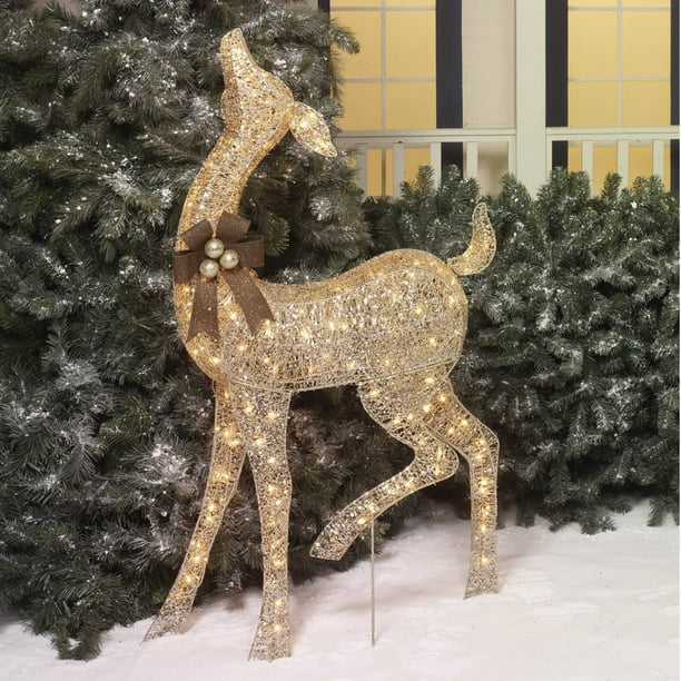 Holiday Time 54" Glittering Champagne Mesh Elk Light Sculpture
