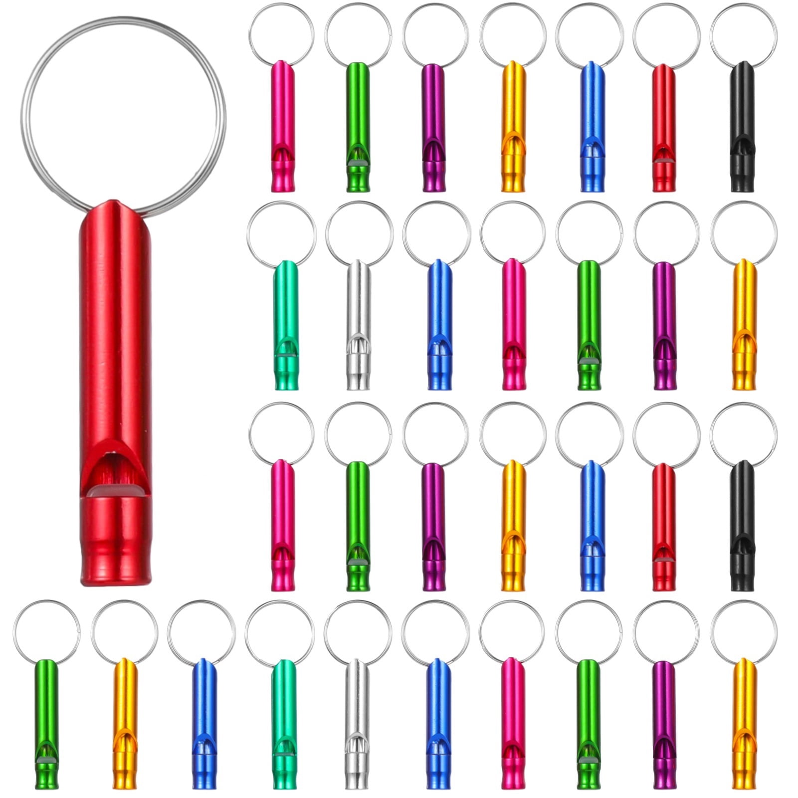 Bulk 100 Packs Emergency Survival Whistle with Keychain - Loud Aluminum Alloy Safety Whistle for Outdoor, Camping, Hiking, Hunting & Rescue