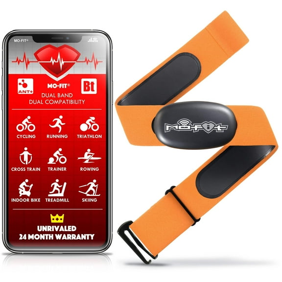 Mo-Fit Heart Rate Monitor Chest Strap for Garmin, Apple, Android, Peloton, Zwift, ANT and Most Bluetooth 4.0 Enabled Fitness Devices