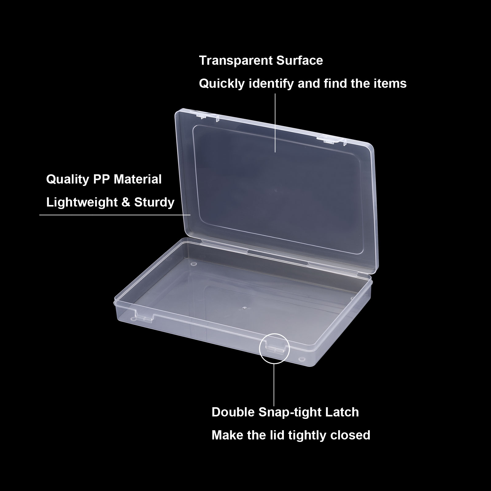 Unique Bargains Plastic Stackable Clear Storage Box with Hinged Lid 6 Pack