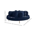 thumbnail image 3 of Meridian Furniture Circlet Navy Velvet Roundabout Sofa with Gold Iron Legs, 3 of 9
