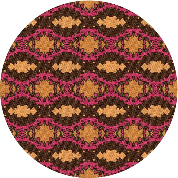 Ahgly Company Machine Washable Indoor Round Transitional Burgundy Red Area Rugs, 8' Round