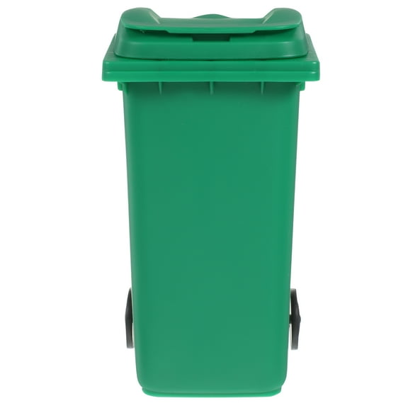 unbranded 2 Pcs Mini Garbage Can Tiny Container Trash with Lid Waste Bucket Office Green