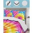 thumbnail image 4 of Colorful Boho Full Size Down Alternative Comforter,Lightweight Comforter Quilt Bedding Set with Pillow Shams Pink Yellow Blue Green Tie Dye Abstract Art All Seasons Bed Comforter Duvet Insert 78"x90", 4 of 7