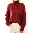 thumbnail image 3 of Suéter casual de mujer de moda europea y americana, jersey de punto suelto de manga larga torcida con cuello de tortuga, ropa de mujer de otoño e invierno, 3 of 5