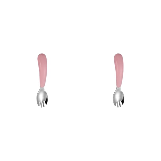 Naiovety Juego de vajilla para niños, cuchara, tenedor, forma de dibujos animados, compartimento, cuchara de alimentación, cuenco, cubiertos Rosa Tenedor 2piezas