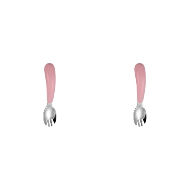 Naiovety Juego de vajilla para niños, cuchara, tenedor, forma de dibujos animados, compartimento, cuchara de alimentación, cuenco, cubiertos Rosa Tenedor 2piezas