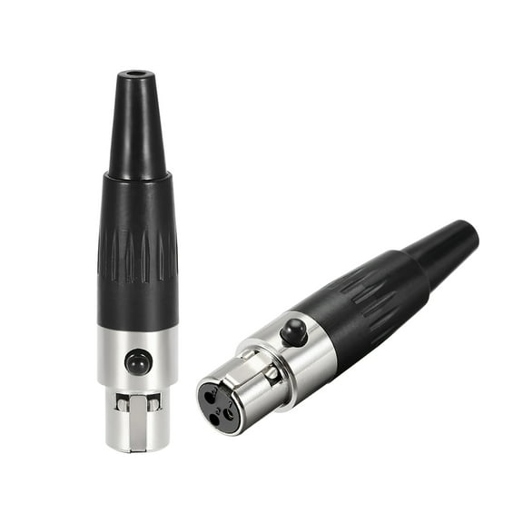 2pcs Mini 3-Pin XLR Female Connector,Microphone Mic Cable Plug Connector Mic Audio Socket