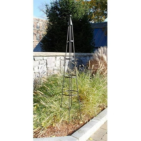 ACHLA Designs 84.5” Wrought-Iron Obelisk Climbing Plant Cage with Leaf Accents