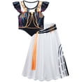 thumbnail image 7 of Halloween Costume Pop Star Stage Outfit Black Gold Crop Top and Long Skirt 2-Piece Outfit,Pop Idol Dress Up Set for Halloween,Cosplay and Theme Parties,Size 140, 7 of 7