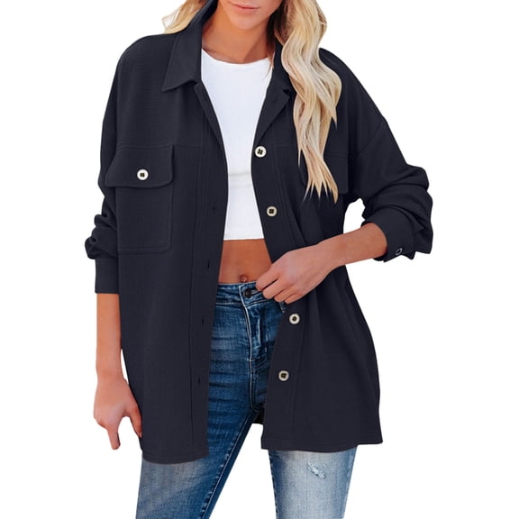 Women'S Clothing, Tops for Women Trendy, Stylish Women's Button Down Casual Shirt Jacket with Pockets Long Sleeve Versatile Tops for Everyday Wear and Trendy Outfits