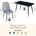 thumbnail image 7 of NORDICANA Modern Dining Table Set for 4, 47" Oblong Home Desk with MDF Tabletop,Metal Legs,Luxury Dining Chair Armless with Backrest Attractive Living Chair with Sturdy Metal Legs for Unisex, 7 of 7