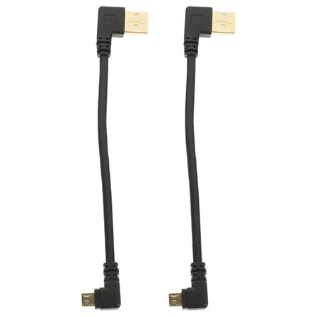 Soimiss 2Pcs USB to Micro USB Cable Black with 90 Degree Right Angle Design