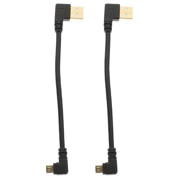 Soimiss 2Pcs USB to Micro USB Cable Black with 90 Degree Right Angle Design