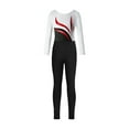 thumbnail image 5 of iEFiEL Kids Girls Figure Skating Dance Performance Outfit Long Sleeve Shiny Rhinestones Leotard with Leggings Gym Suit White&Black 12, 5 of 7