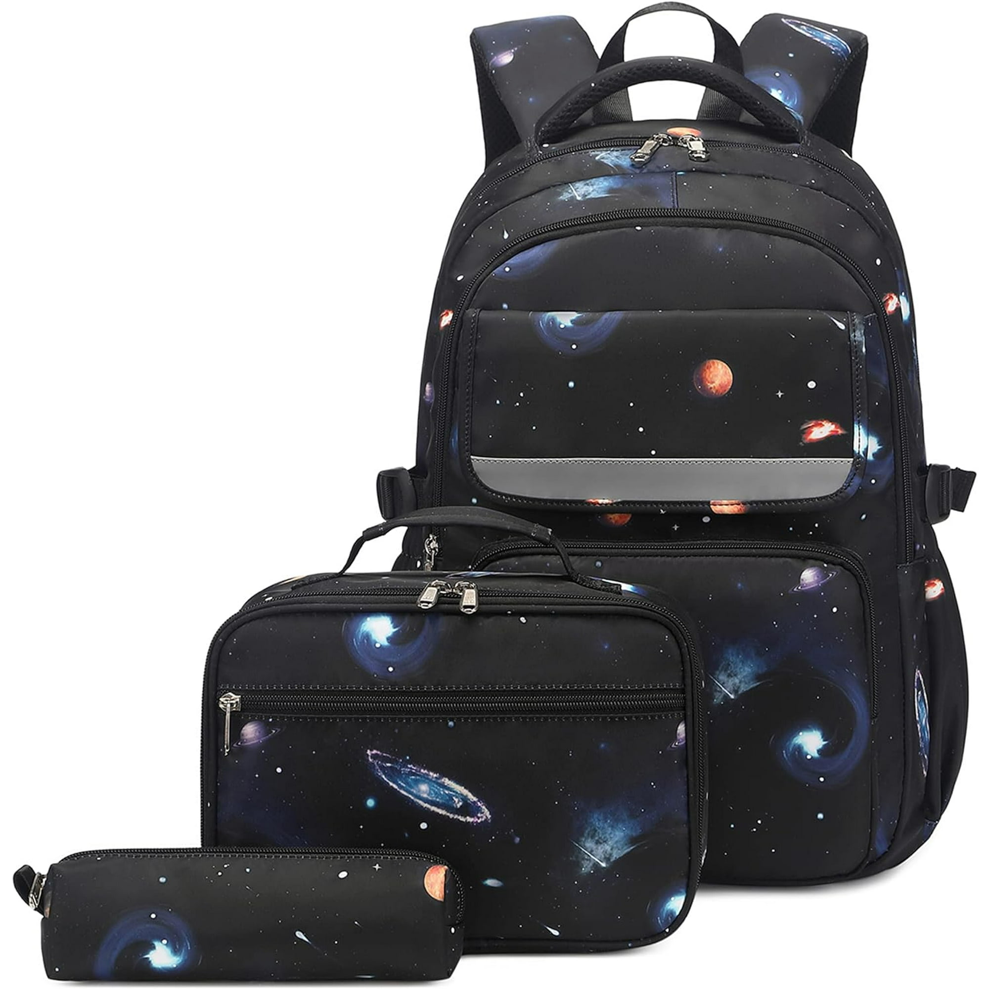 HAHDAXIA Galaxy Print School Bag Backpack for Boys Middle School Elementary Bookbag 3Pcs A2 Galaxy 01 3Pcs Backpack Set