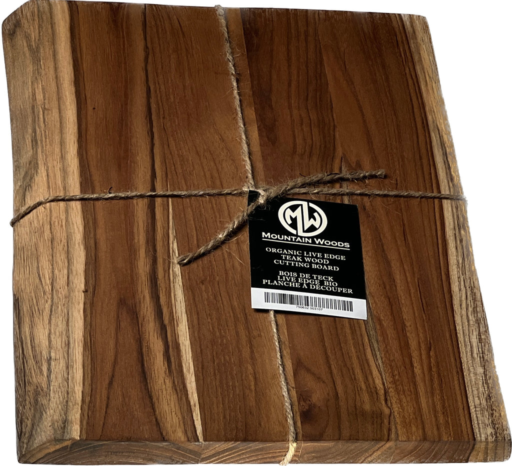 Mountain Woods, Large Brown Hand Crafted Live Edge Teak Cutting