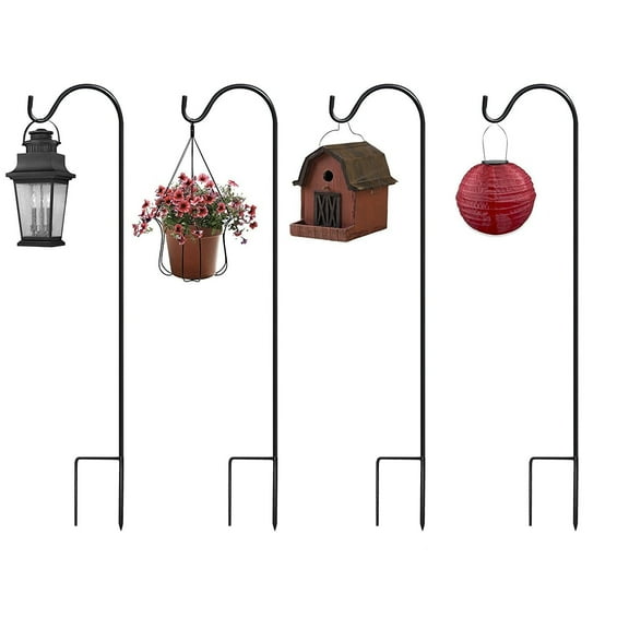 GGI INTERNATIONAL Sorbus® Shepherd's Hooks (Set of 4), Extendable Garden Planter Stakes for Bird Feeders, Up to 6.5 Lbs