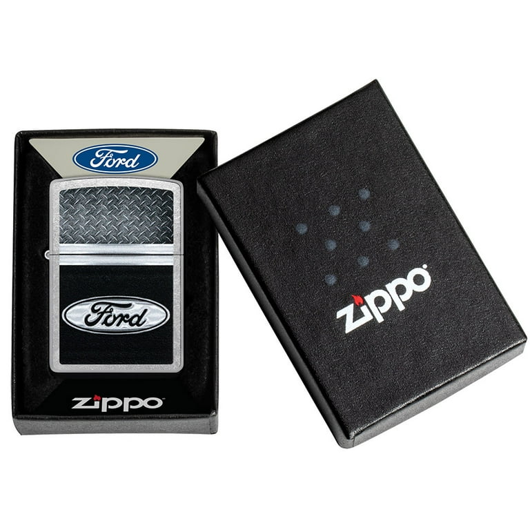 Zippo Ford Logo Diamond Plate Metal Design Street Chrome