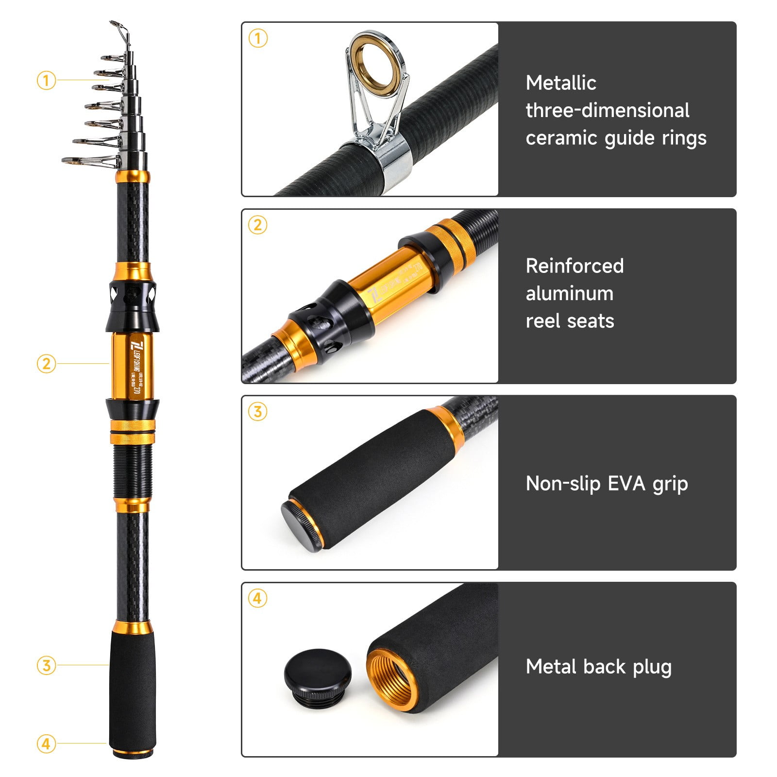 Spinning Fishing Rod Telescopic Carbon Fiber Casting Rod High Sensitive Fast Rod