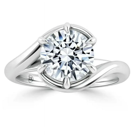 OM-RE Solitaire White Diamond 2 ct Engagement Ring, 14k Gold