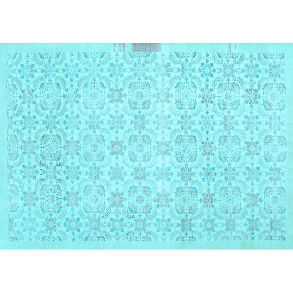 Ahgly Company Indoor Rectangle Abstract Light Blue Contemporary Area Rugs, 2' x 4'