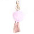thumbnail image 1 of Llavero de aleación con borlas de PU a la moda (bola rosa claro con borlas rosadas), 1 of 2