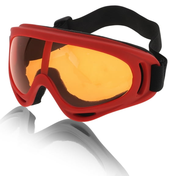 Unique Bargains Motorcycle Riding Goggles PC PU Cycling Sunglasses Orange Lens Red Frame