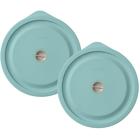 shiyou-Replacement Lids for Pyrex 7402-PC 6/7 Cup, Silicone Round Storage Cover Lid for Anchor Hocking Glass Bowl 2 Pack with Date Mark
