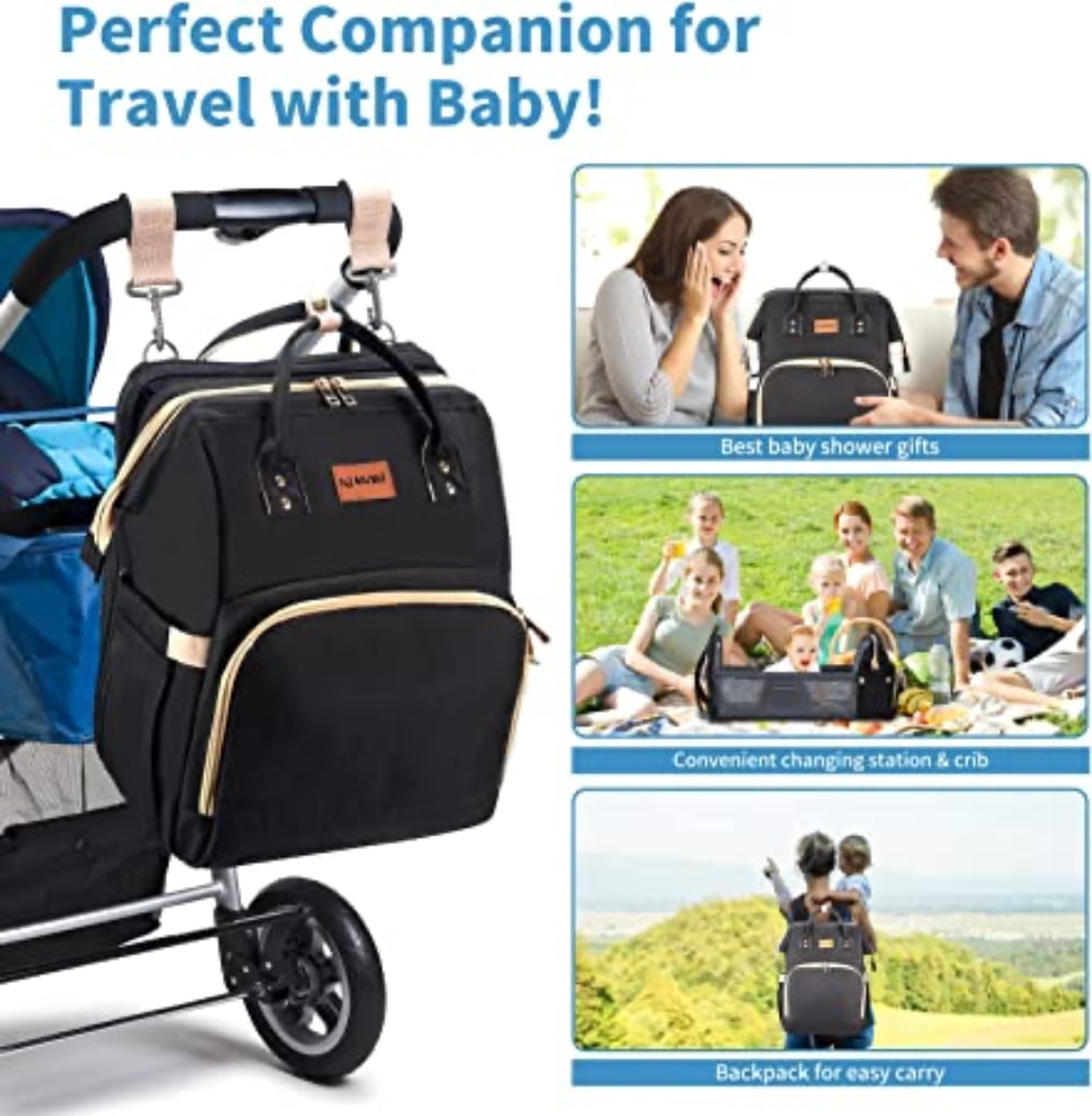 Diaper Bag Backpack with Changing Station for Boys Girl - External usb charging port Large Travel Waterproof Diapers Bag with Stroller Straps, Portable Diaper Changing