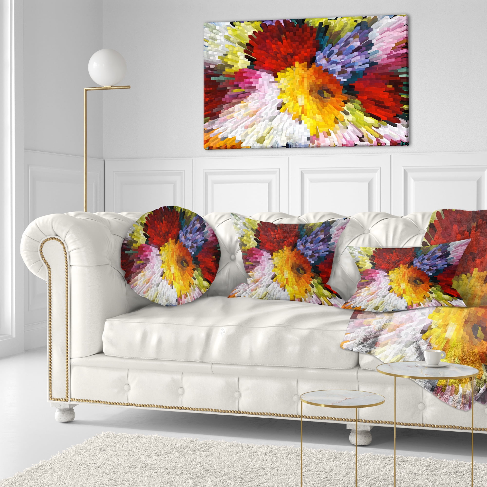 Designart Extrusive 3D Fabric Flowers - Floral Throw Pillow - 12x20