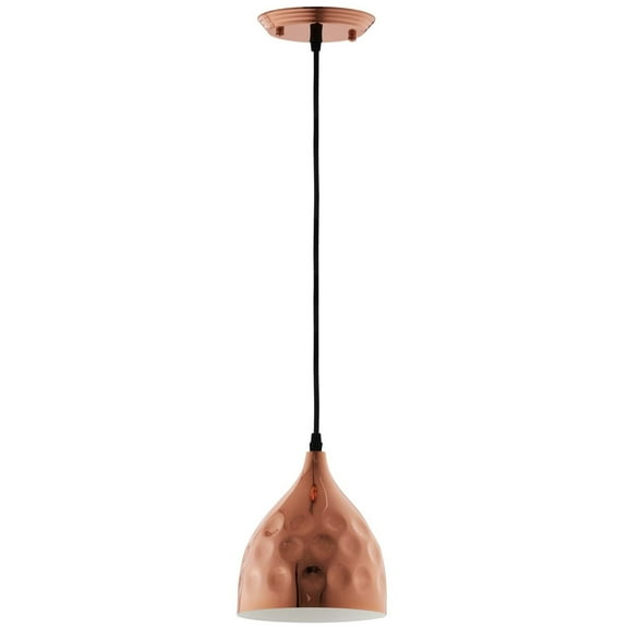 Modway Dimple 7" Bell Shaped Metal Pendant Lamp in Rose Gold and Black