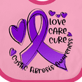 thumbnail image 4 of Inktastic Love, Care, Cure Cystic Fibrosis Awareness Purple Ribbon Boys or Girls Baby Bib, 4 of 4