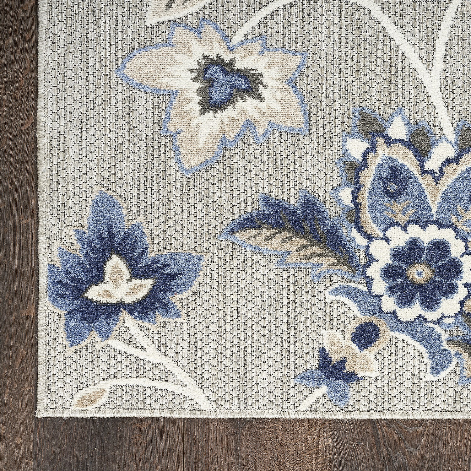 Nourison Aloha Indoor/Outdoor Blue/Grey 9' x 12' Area Rug, (9x12)