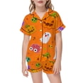 thumbnail image 5 of SJLDQY Halloween Girls Pajama Sets Hallowmas Print Short Sleeve Shirts and Shorts 2 Piece Sets Casual Sleepwear Button Down Pjs for Girls, 5 of 5