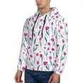 thumbnail image 3 of Pofeuu Tulips Flowers Print Mens Casual Hooded Collar Drawstring Hoodies Pullover Sweatshirts Casual Long Sleeve Shirts-3X-Large, 3 of 7