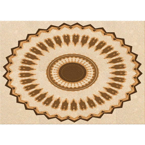 Ahgly Company Indoor Rectangle Patterned Deep Peach Orange Area Rugs, 2' x 4'