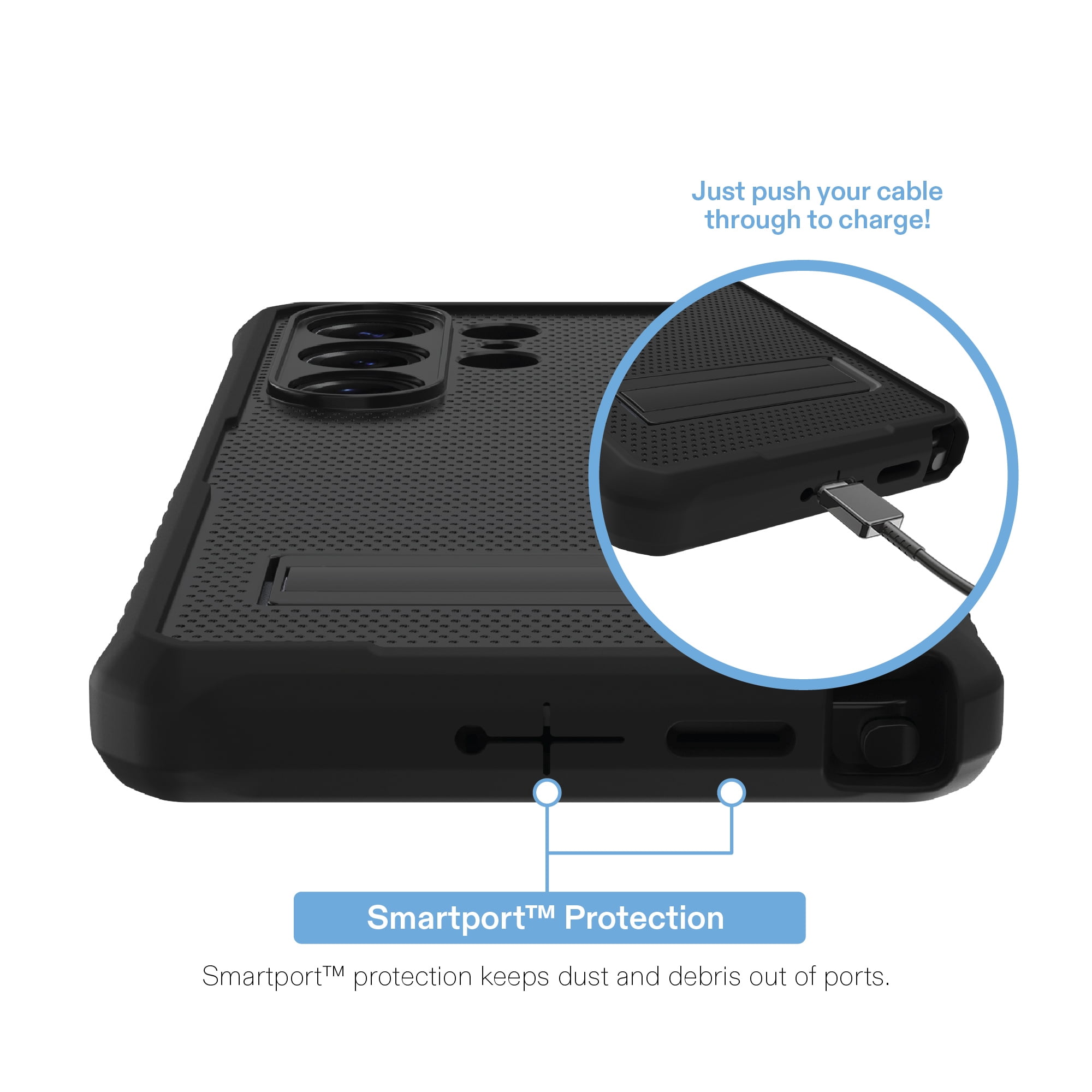 onn Magnetic Compatible Rugged Phone Case with Kickstand for Samsung Galaxy S26 Ultra - Black