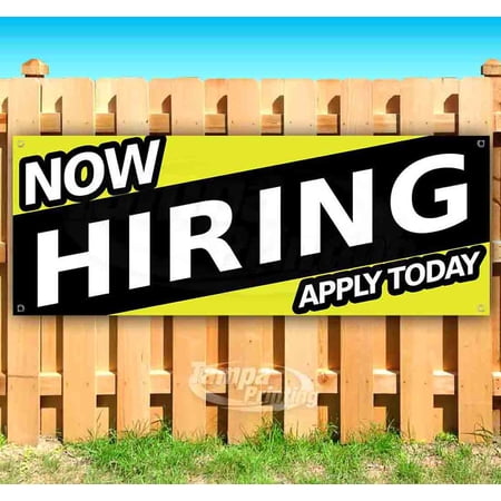 Now Hiring Apply Today 13 oz Vinyl Banner With Metal Grommets